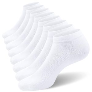 030 Semi-Mesh Men's Loafer Socks (Solid Color, White Base with White Mesh, Single Pair, Size M8)