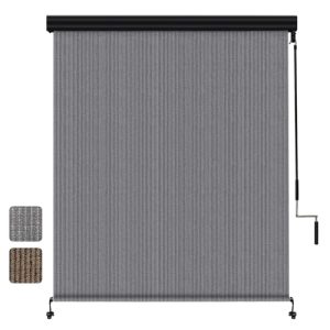 8x8 New Aluminum Roller Shade Cover in Light Gray with Wand Control