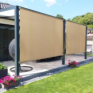 7x8 Roller Blind in Sesame Color with Wand Control