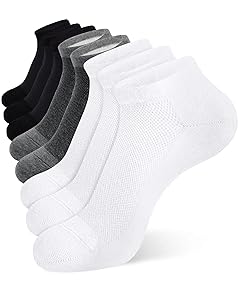 Semi-Mesh Boat Socks with A-Shaped Opening (Solid Colors: 3 White Base with Black Mesh, 3 White Base with White Mesh, 2 Gray Base with Black Mesh, Size L8)