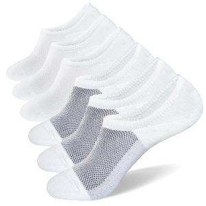 029 Semi-Mesh Men's Socks, B Opening (Assorted Mesh: 3 White Base with Black Mesh, 3 White Base with White Mesh, Size L6)