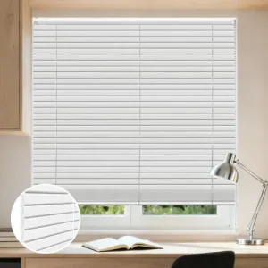 No-Drill Pull Cord Honeycomb Shade, Flat Style, 34"x48", Semi-Blackout, White (Fits 34.1-34.5" Window Frame)