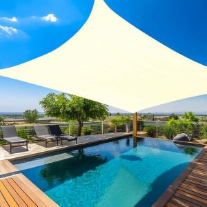 16' x 20' Off-White Sun Shade Sail, 160g, Seamless, Standard Configuration