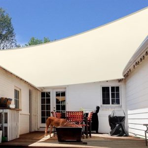 10' x 15' Beige Sun Shade Sail, 160g, Seamless, Standard Configuration