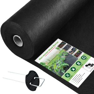 Black Non-Woven Weed Barrier Fabric, 6x100 FT, 55 GSM, with Gaskets