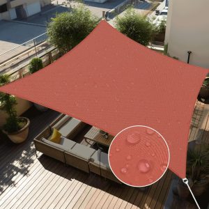 12' x 16' Brick Red Waterproof Sun Shade Sail, 160g, Stitched Standard