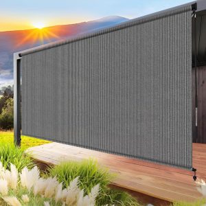 7x6 Roller Blind in Light Gray with Rod Control