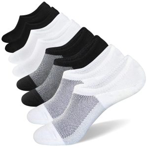 029 Semi-Mesh Men's Socks with B Opening (Assorted: 2 White with Black Mesh, 2 Black with White Mesh, 2 Black with Black Mesh, 2 White with White Mesh, Size M8)