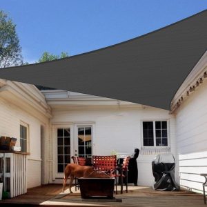 10' x 10' x 10' Dark Gray Sun Shade Sail, 160 GSM, Seamless, Standard Configuration