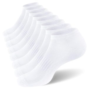 Men's Elastic Cuff Socks with Terry Sole, Solid White, Size M6