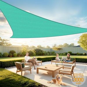 20' x 20' x 20' Solid Color Turquoise Shade Sail, 160 GSM, Seamless, Standard Configuration