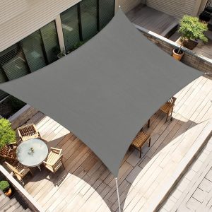 20' x 26' Dark Gray Shade Sail, 160g, Stitched Seams, 8M Quadrilateral Rigging, 304 Stainless Steel