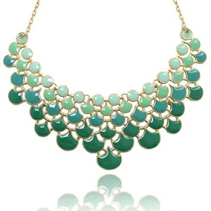 Multi-color Gold-Plated Necklace (Gradient Mint Green)
