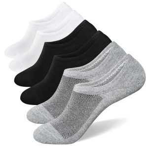029 Semi-Mesh Men's Socks, B Opening (Assorted: 2 Gray Base with Black Mesh, 2 Black Base with Black Mesh, 2 White Base with White Mesh, Size 6)