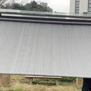 10x8 Support Rod Roller Blind in Light Gray with Joystick Control