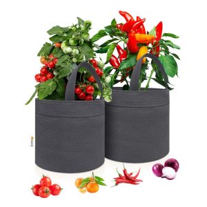 Plant Grow Bags, 2 Gallon, Dark Gray, 2-Pack