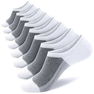 029 Semi-Mesh Men's Socks, B Opening (White Base with Black Mesh, Single, Size M8)