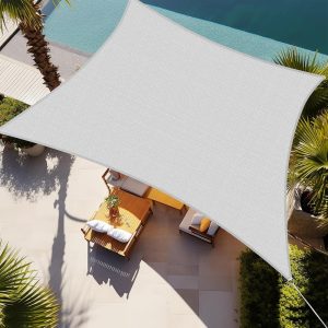 12' x 16' Turquoise Mixed Color Sun Shade Sail, 160g, Seamless, Standard Configuration