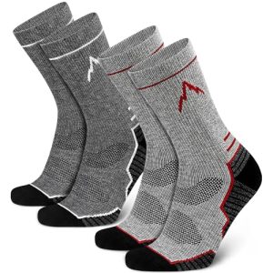 Mid-Calf Wool Socks for Men (Mixed Colors: Light Gray 1 Pair, Dark Gray 1 Pair, 2-Pair Pack, Sizes 9-12)