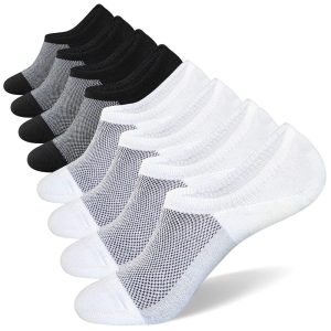 Semi-Mesh Men's Socks with B Opening (Mixed Pack: 4 White Base with Black Mesh, 4 Black Base with White Mesh, Size M8)