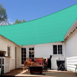 10' x 20' Solid Turquoise Sun Shade Sail, 160 GSM, Seamless, Standard Configuration