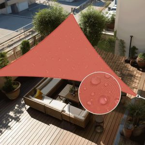 16' x 16' x 16' Brick Red Waterproof Sun Shade Sail, 160g, Standard Seam Configuration