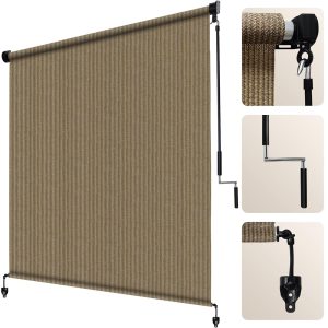 5x8 Roller Shade in Walnut with Rod Pocket