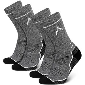 Mid-Calf Wool Socks for Men (Dark Gray, 2-Pair Pack, Sizes 12-15)