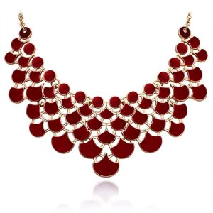 Red Lacquer Gold-Plated Necklace