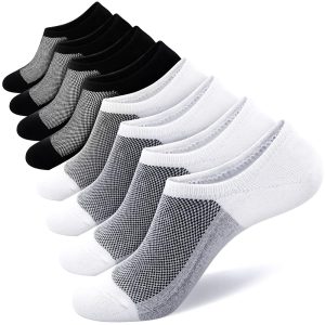 Semi-Mesh Men's Socks with B Opening (Mixed Pack: 4 White Base with Black Mesh, 4 Black Base with White Mesh, Size 8)