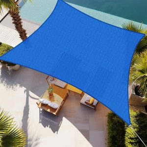10' x 10' Sky Blue Sun Shade Sail, 160g, Seamless, Standard Configuration