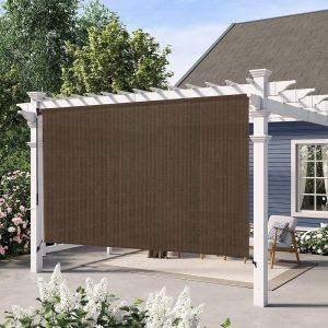 4x8 Roller Shade in Mocha Color with Wand Control