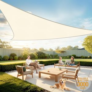 10'x10'x10' Beige Sun Shade Sail, 160g, Seamless, Standard Configuration