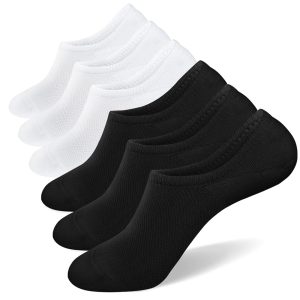 029 Semi-Mesh Men's Socks with B Opening (3 Black Base with Black Mesh, 3 White Base with White Mesh, Size 6)