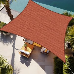 15' x 15' x 21' Brick Red Sun Shade Sail, 160g, Seamless, Standard Configuration