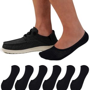 Semi-Mesh C-Gusset Loafers Cut Men's Socks (Solid Color, Black Base with Black Mesh, Single, Size M6)