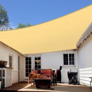20' x 26' Sand-Colored Sun Shade Sail, 160 GSM, Seamless, Standard Configuration