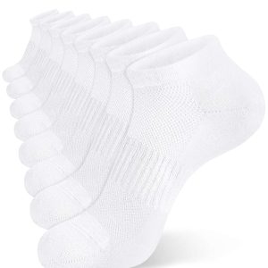 035 Semi-Mesh Elastic Crew Socks for Men (Solid Color, White Base with White Mesh, Single Pair, Size L8)