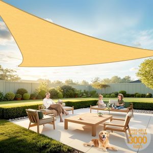 12' x 12' x 17' Sand Color Sun Shade Sail, 160g, Seamless, Standard Configuration