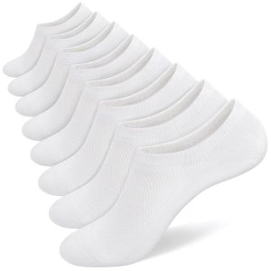 Semi-Mesh Crew Socks for Men, Solid Color, White Base with White Mesh, Size L8