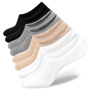 Semi-Invisible C-Shaped Women's Socks (Solid Colors: 1 Black, 1 White, 1 Nude, 1 Light Gray Mixed, Size 4)