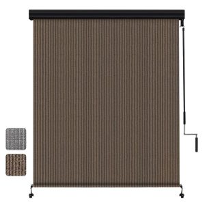 7x8 Aluminum Shell Roller Shade in Mocha Color with Wand Control