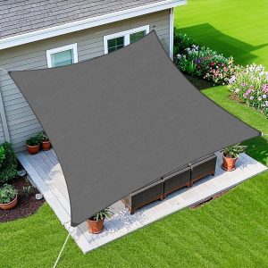 8' x 12' Dark Gray Shade Sail, 160 GSM, Seamless, Standard Configuration
