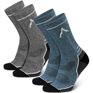 Mid-Calf Wool Socks for Men (Assorted Colors: Blue 1 Pair, Dark Gray 1 Pair, 2-Pair Pack, Sizes 12-15)