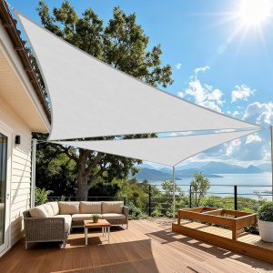 Custom 5' x 7' x 8.6' Right-Angle Light Gray Sun Shade Sail