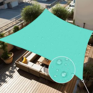 10' x 13' Turquoise Solid Color Waterproof Sun Shade Sail, 160g, Standard Seam Configuration