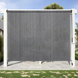10x8 Inch Roller Shade in Light Gray with Rod Control