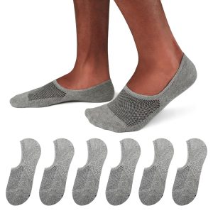 Semi-Mesh C-Port Loafers Men's Socks (Gray Base with Black Mesh, Single, Size M6)