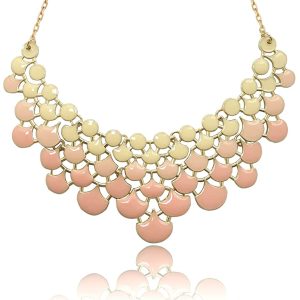Multi-color Gold-Plated Necklace (Gradient Pink)