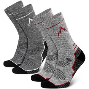 Mid-Calf Wool Socks for Men (Assorted Colors: Light Gray 1 Pair, Dark Gray 1 Pair, 2-Pair Pack, Sizes 12-15)